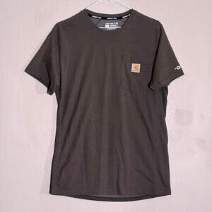 Carhartt Force, green cotton blend relaxed fit logo T-shirt, Men's small